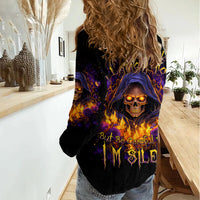 Flame Skull Women Casual Shirt I Talk I Smite But Be Careful When I Silent - Wonder Print Shop
