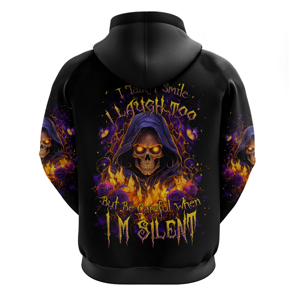 Flame Skull Zip Hoodie I Talk I Smite But Be Careful When I Silent - Wonder Print Shop