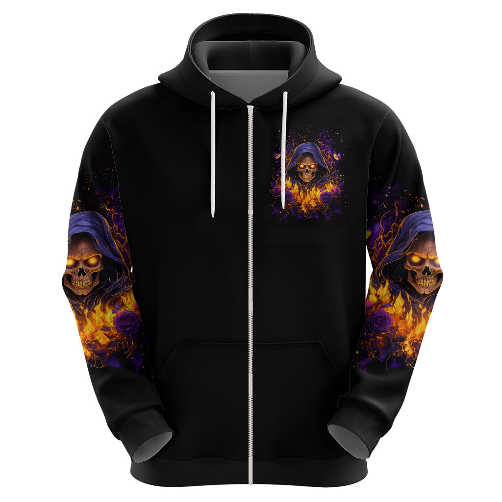 Flame Skull Zip Hoodie I Talk I Smite But Be Careful When I Silent - Wonder Print Shop