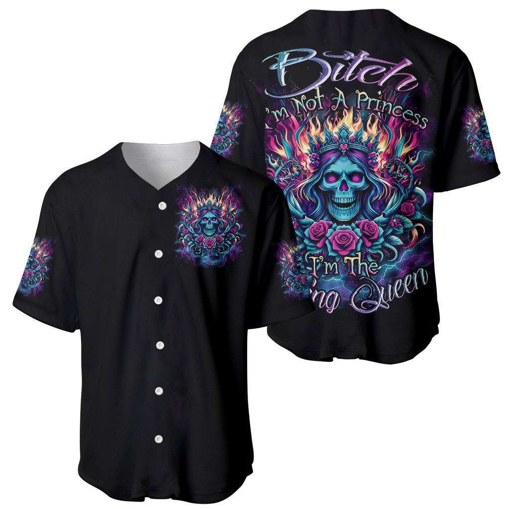 Queen Skull Baseball Jersey Bitch I'm Not A Princess I'm The Fucking Queen - Wonder Print Shop