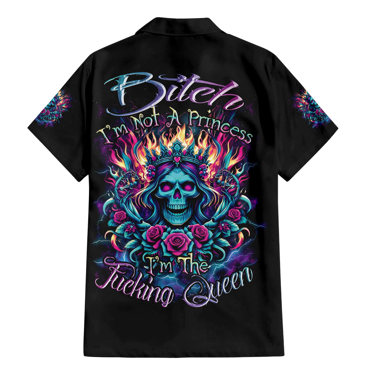 Queen Skull Family Matching Mermaid Dress and Hawaiian Shirt Bitch I'm Not A Princess I'm The Fucking Queen - Wonder Print Shop
