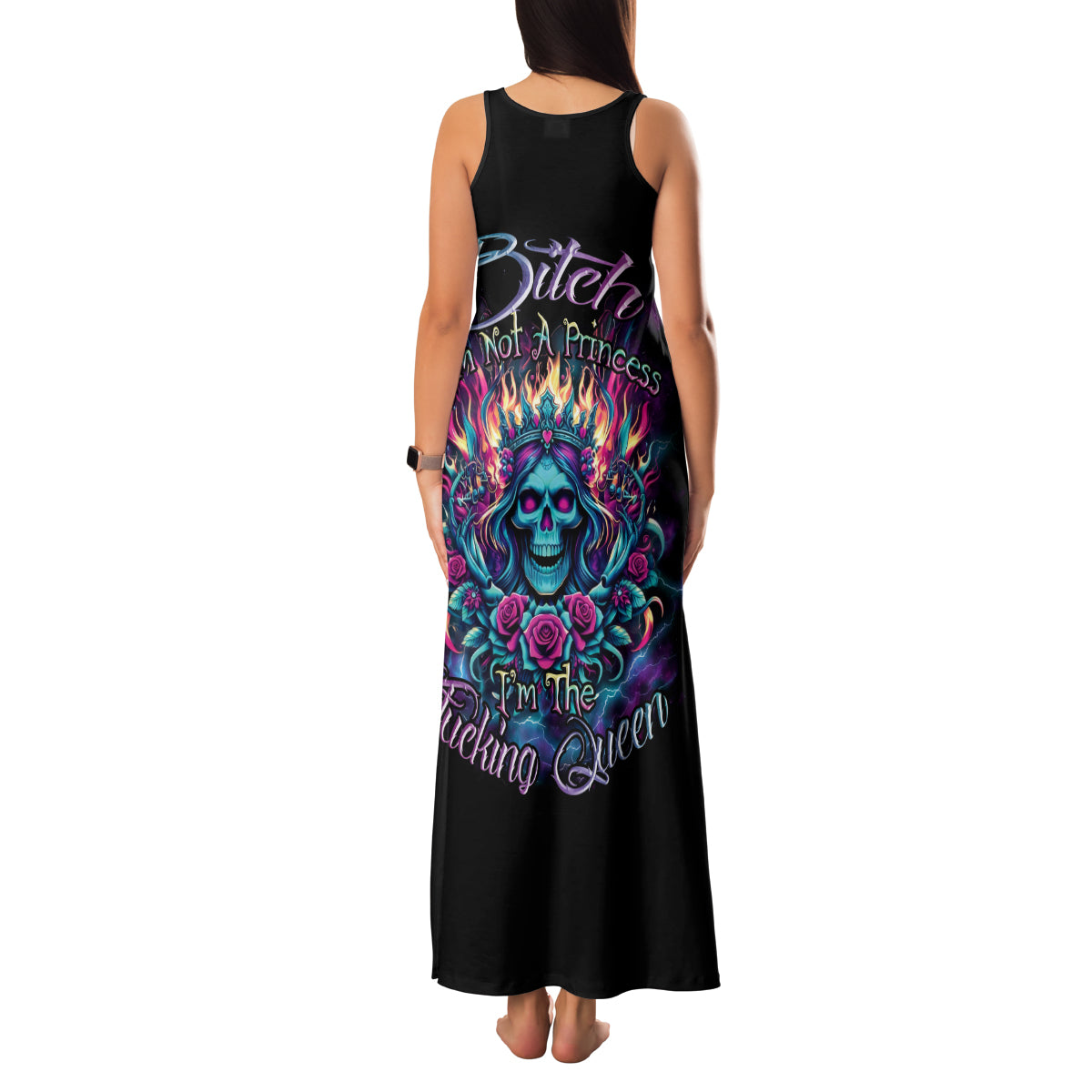 Queen Skull Family Matching Tank Maxi Dress and Hawaiian Shirt Bitch I'm Not A Princess I'm The Fucking Queen - Wonder Print Shop