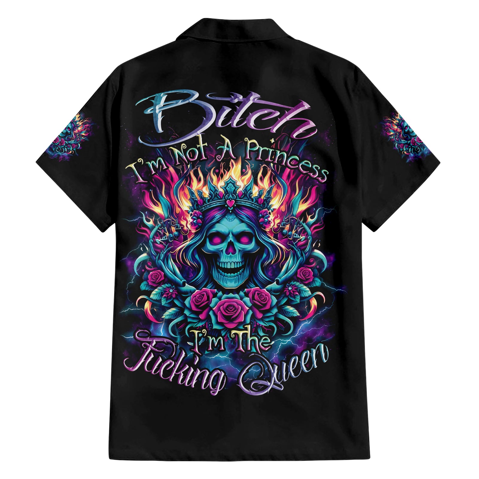 Queen Skull Hawaiian Shirt Bitch I'm Not A Princess I'm The Fucking Queen - Wonder Print Shop