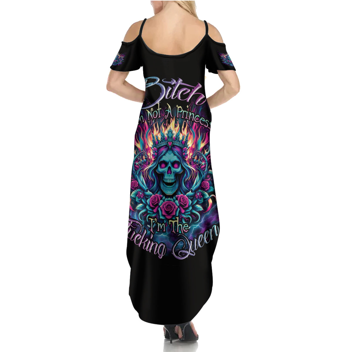 Queen Skull Summer Maxi Dress Bitch I'm Not A Princess I'm The Fucking Queen - Wonder Print Shop