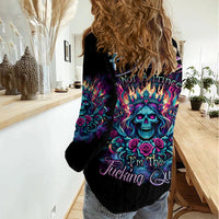 Queen Skull Women Casual Shirt Bitch I'm Not A Princess I'm The Fucking Queen - Wonder Print Shop