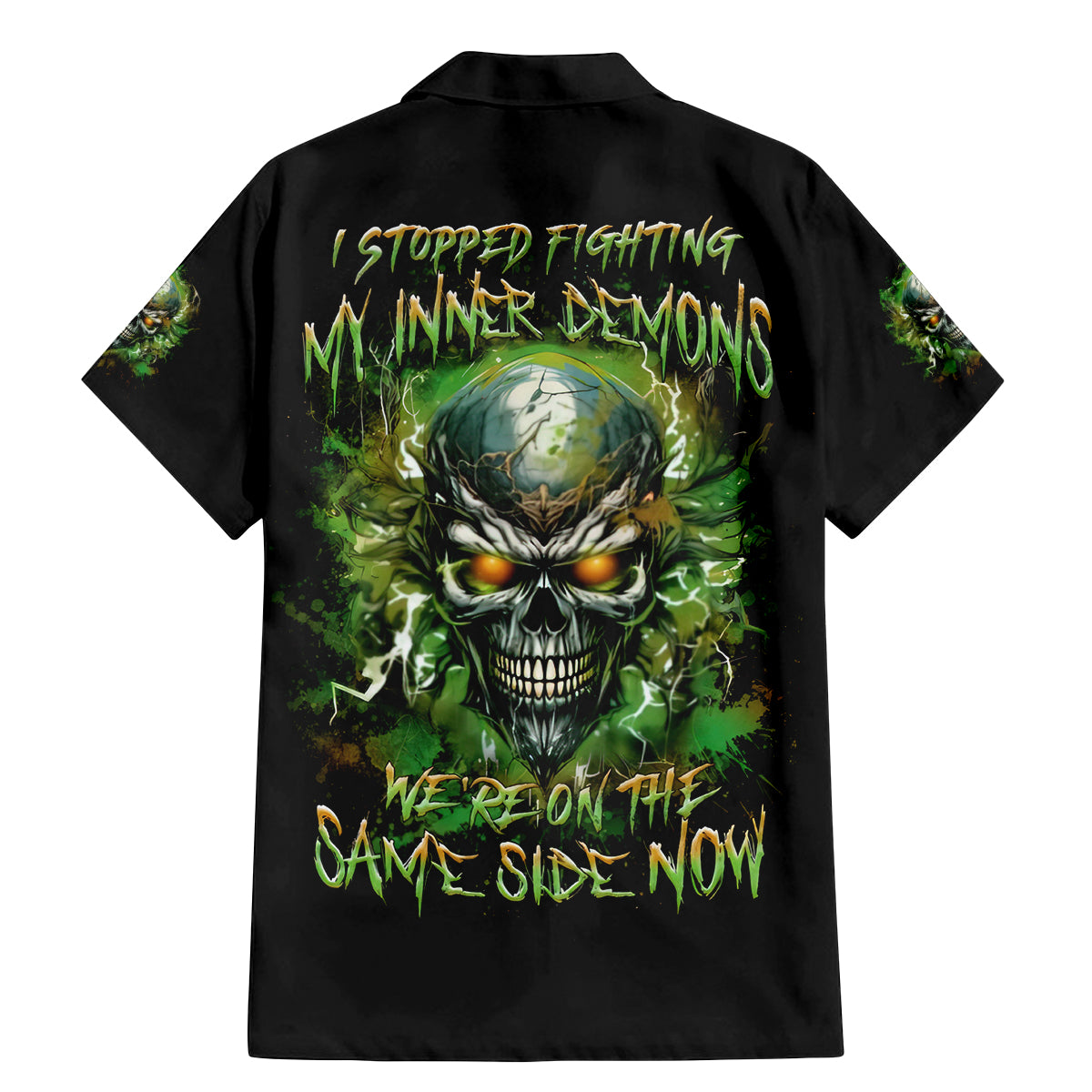 Old Skull Family Matching Mermaid Dress and Hawaiian Shirt I Stopped Fighting My Inner Demons We On The Same Side Now - Wonder Print Shop