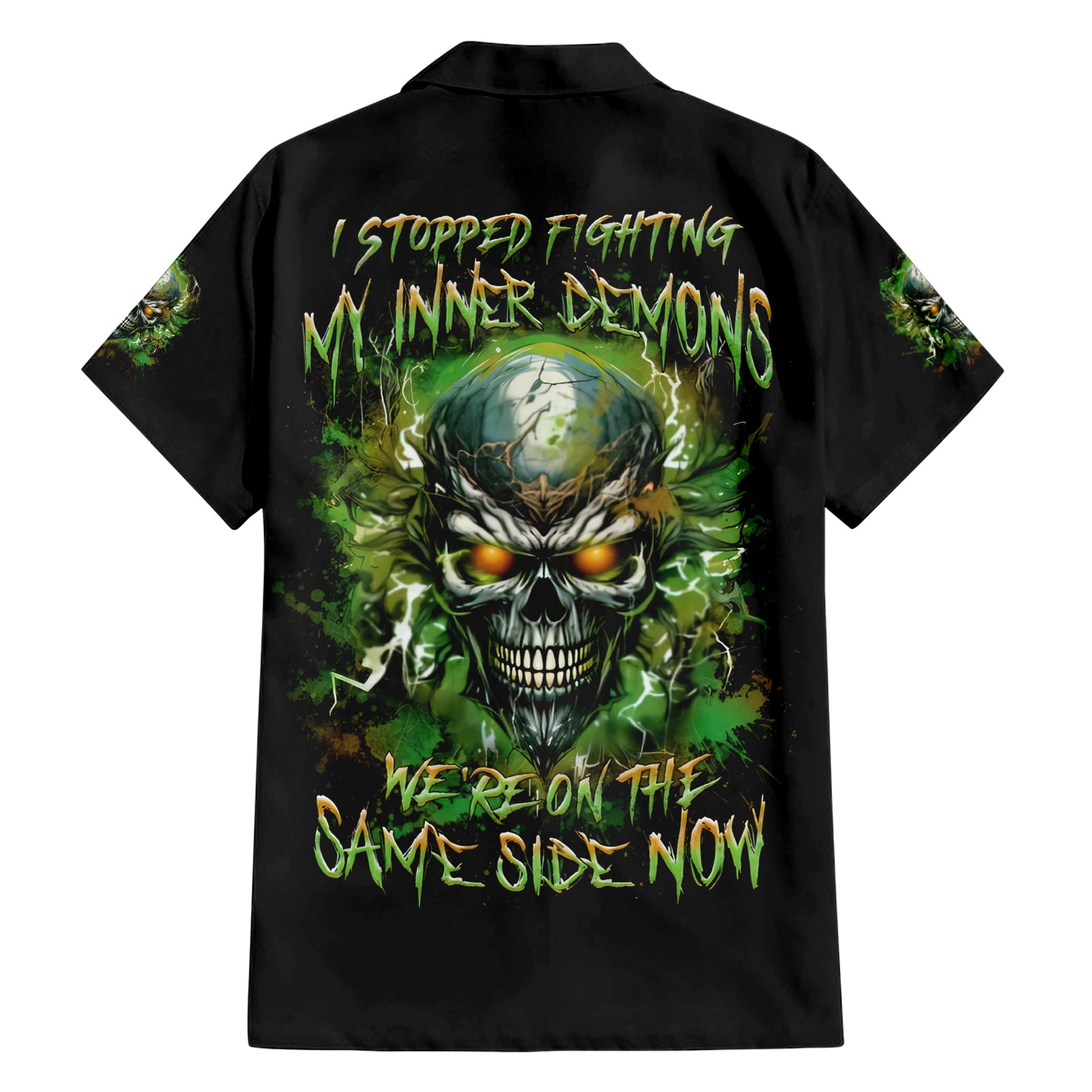 Old Skull Hawaiian Shirt I Stopped Fighting My Inner Demons We On The Same Side Now - Wonder Print Shop