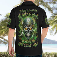 Old Skull Hawaiian Shirt I Stopped Fighting My Inner Demons We On The Same Side Now - Wonder Print Shop