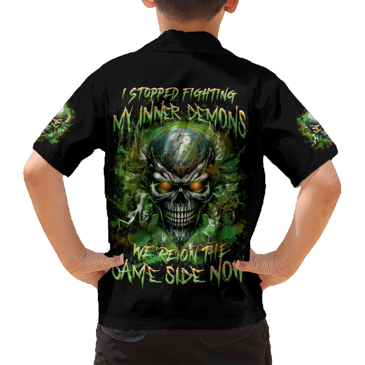 Old Skull Kid Hawaiian Shirt I Stopped Fighting My Inner Demons We On The Same Side Now - Wonder Print Shop