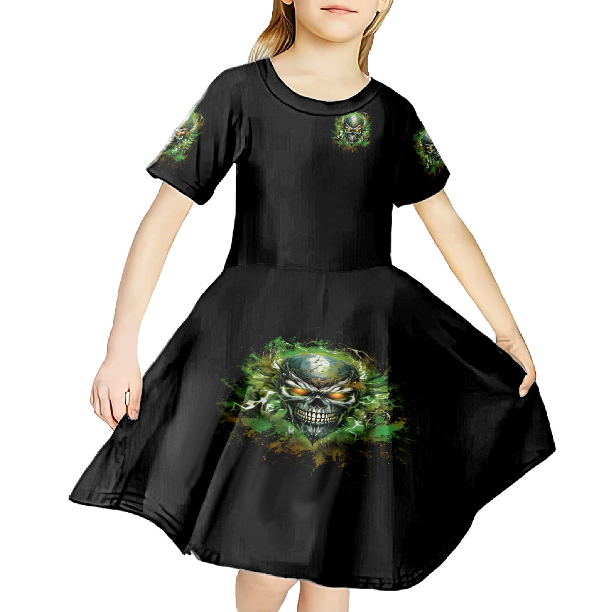 Old Skull Kid Short Sleeve Dress I Stopped Fighting My Inner Demons We On The Same Side Now - Wonder Print Shop