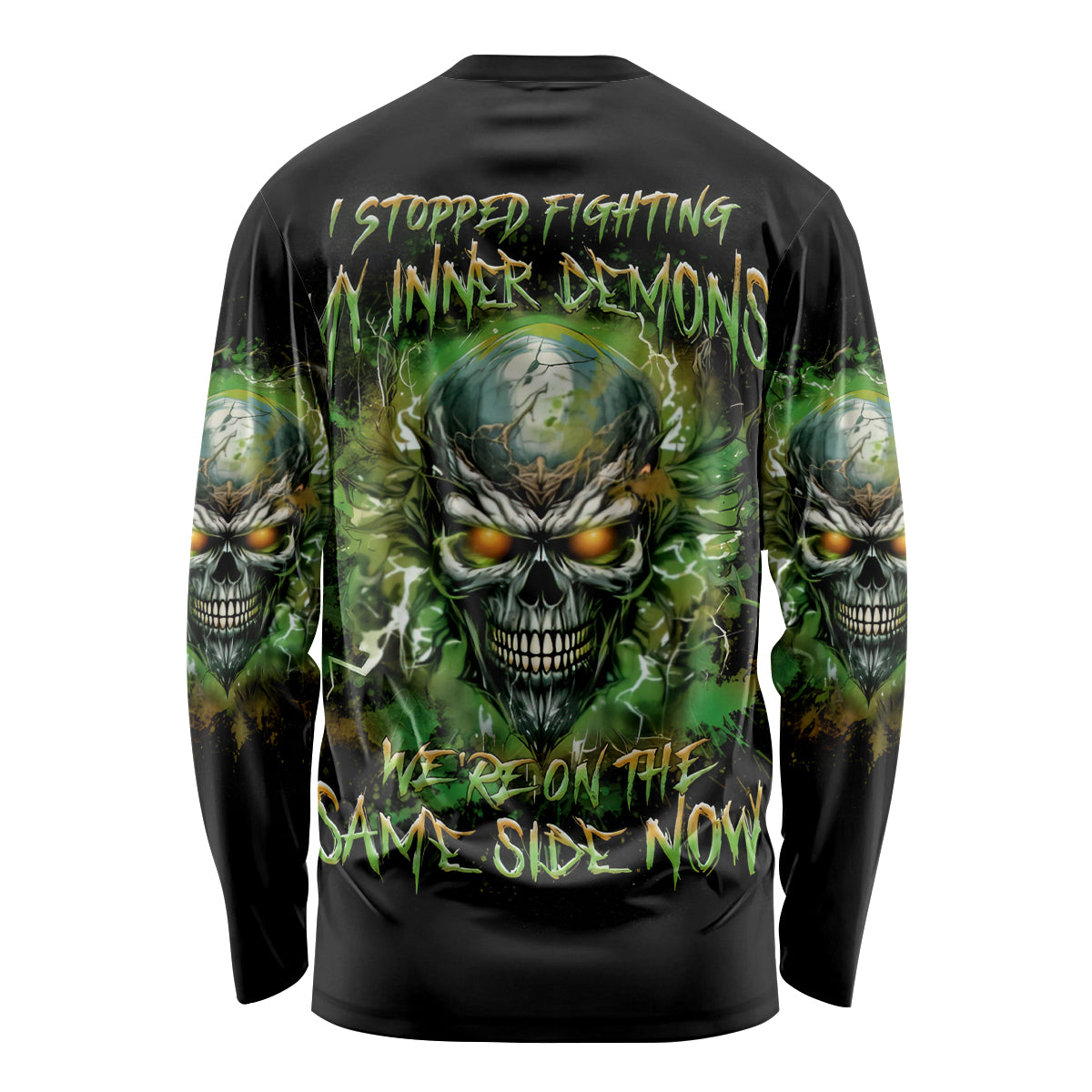 Old Skull Long Sleeve Shirt I Stopped Fighting My Inner Demons We On The Same Side Now - Wonder Print Shop
