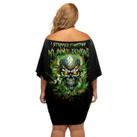 Old Skull Off Shoulder Short Dress I Stopped Fighting My Inner Demons We On The Same Side Now - Wonder Print Shop
