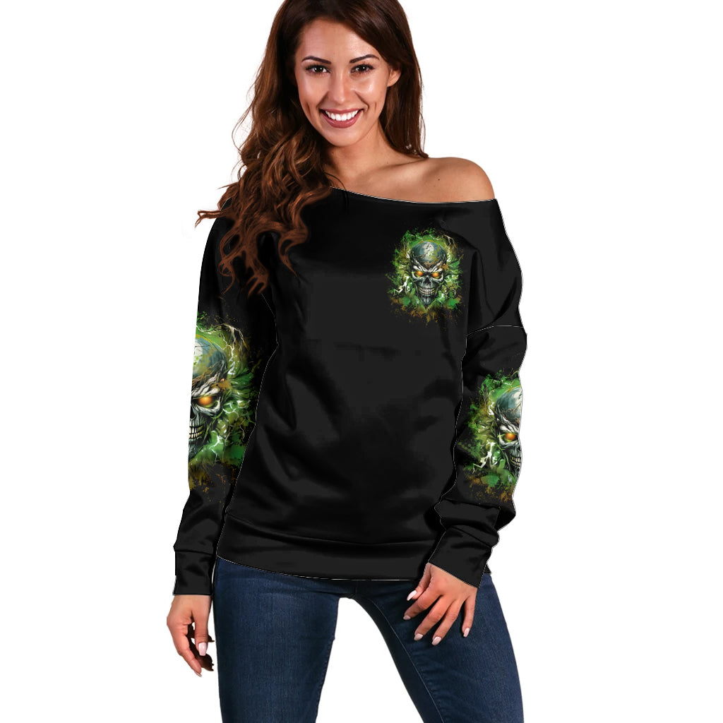 Old Skull Off Shoulder Sweater I Stopped Fighting My Inner Demons We On The Same Side Now - Wonder Print Shop