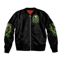 Old Skull Sleeve Zip Bomber Jacket I Stopped Fighting My Inner Demons We On The Same Side Now - Wonder Print Shop