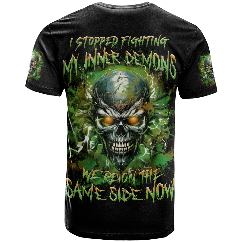 Old Skull T Shirt I Stopped Fighting My Inner Demons We On The Same Side Now - Wonder Print Shop