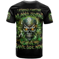 Old Skull T Shirt I Stopped Fighting My Inner Demons We On The Same Side Now - Wonder Print Shop