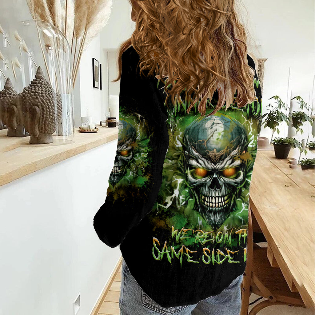 Old Skull Women Casual Shirt I Stopped Fighting My Inner Demons We On The Same Side Now - Wonder Print Shop
