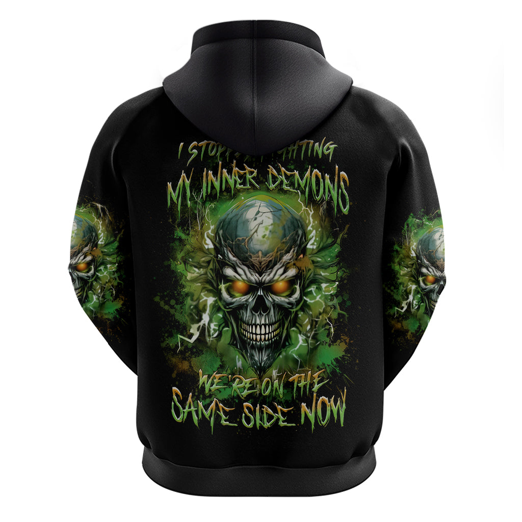 Old Skull Zip Hoodie I Stopped Fighting My Inner Demons We On The Same Side Now - Wonder Print Shop