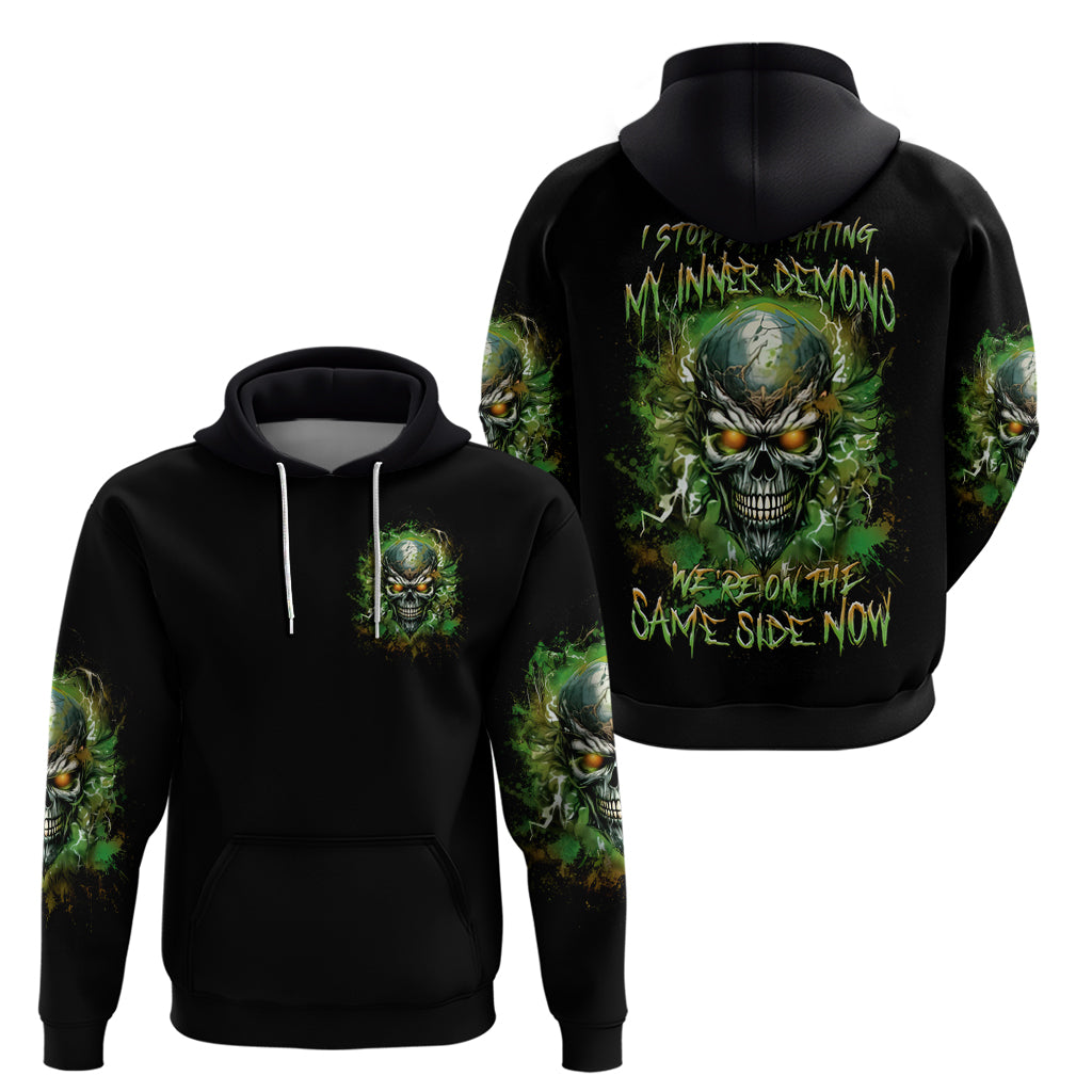 Old Skull Zip Hoodie I Stopped Fighting My Inner Demons We On The Same Side Now - Wonder Print Shop