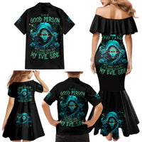 Lady Skull Family Matching Mermaid Dress and Hawaiian Shirt Iam A Good Person But Don't Give Me Are To Show My Evil Side - Wonder Print Shop