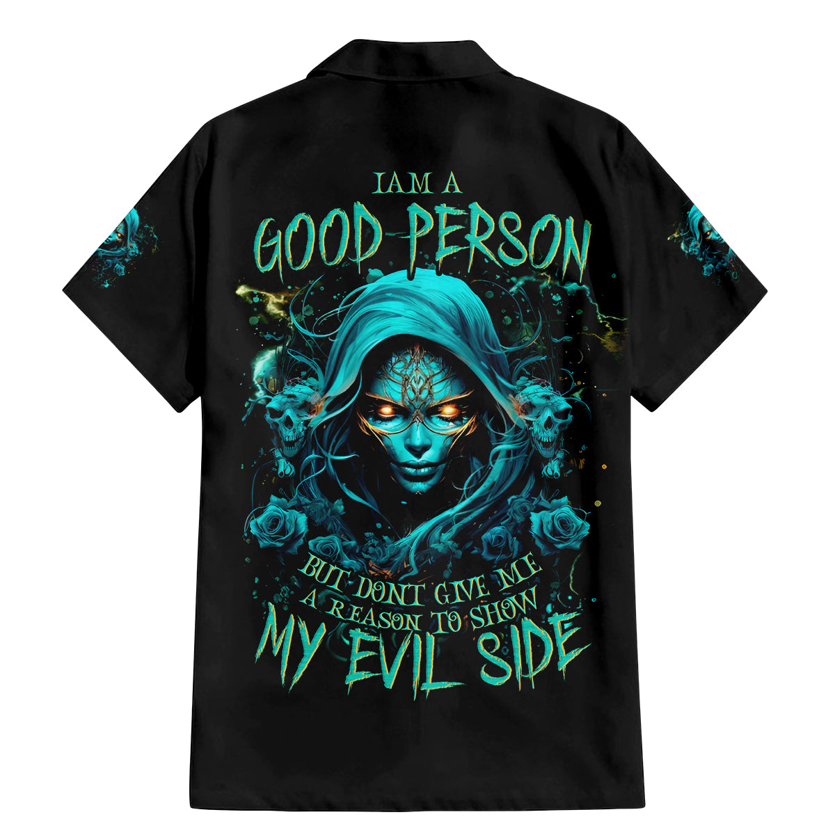 Lady Skull Family Matching Mermaid Dress and Hawaiian Shirt Iam A Good Person But Don't Give Me Are To Show My Evil Side - Wonder Print Shop