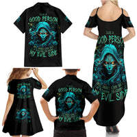 Lady Skull Family Matching Summer Maxi Dress and Hawaiian Shirt Iam A Good Person But Don't Give Me Are To Show My Evil Side - Wonder Print Shop