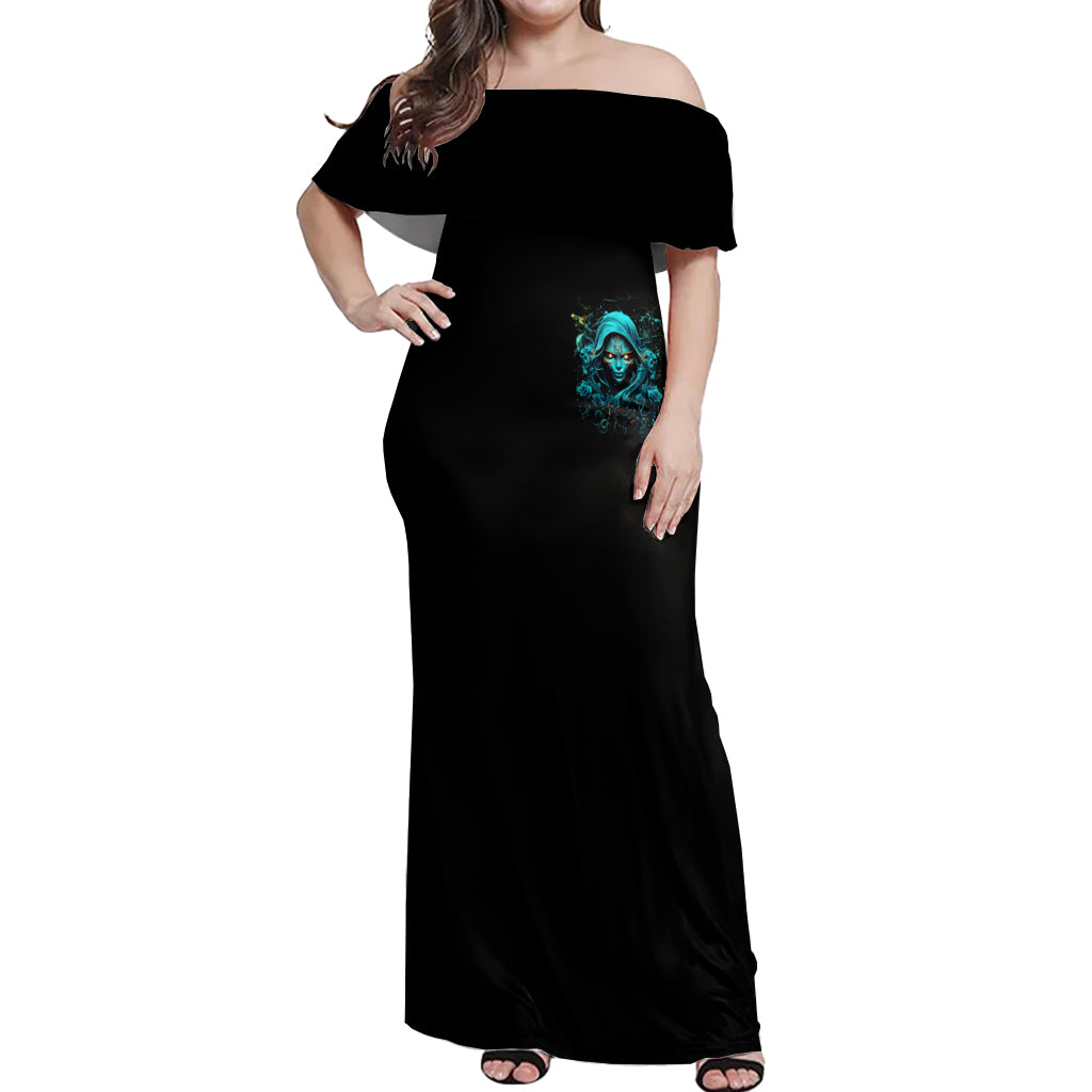 Lady Skull Off Shoulder Maxi Dress Iam A Good Person But Don't Give Me Are To Show My Evil Side - Wonder Print Shop