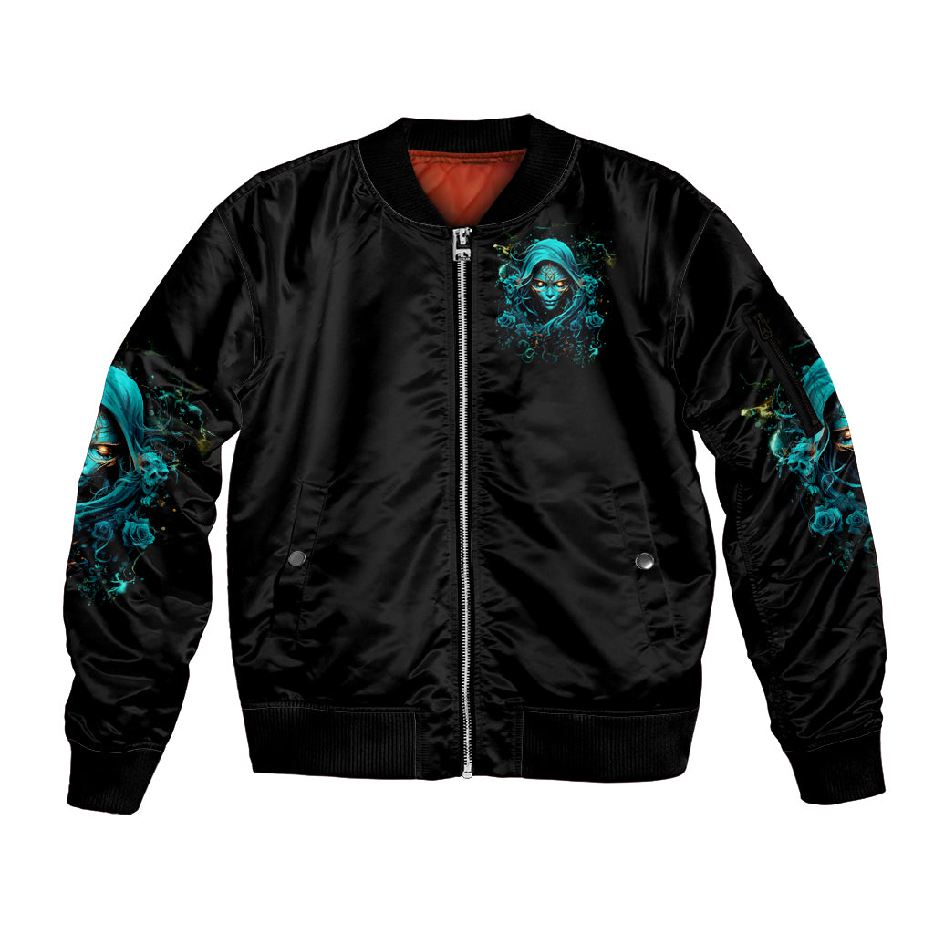 Lady Skull Sleeve Zip Bomber Jacket Iam A Good Person But Don't Give Me Are To Show My Evil Side - Wonder Print Shop