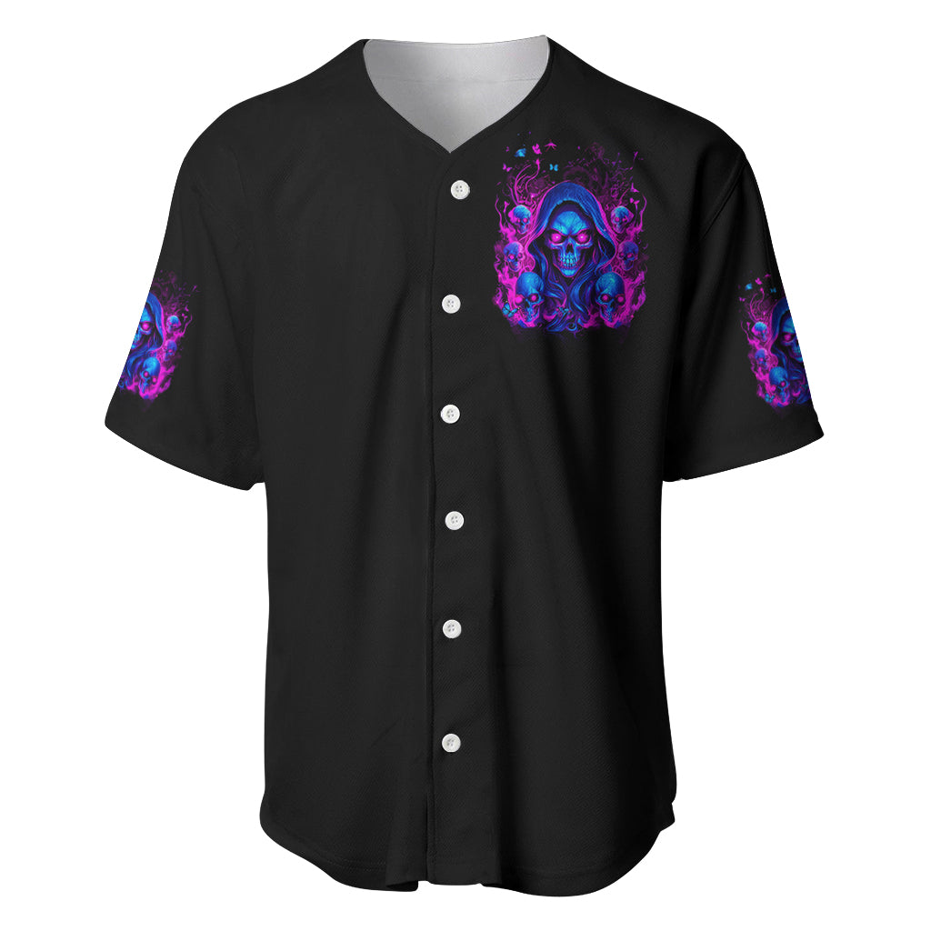 Flame Skull Baseball Jersey The Good Girl In Me Got Tired Of The Bullshit - Wonder Print Shop