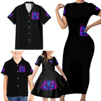 Flame Skull Family Matching Short Sleeve Bodycon Dress and Hawaiian Shirt The Good Girl In Me Got Tired Of The Bullshit - Wonder Print Shop
