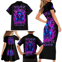 Flame Skull Family Matching Short Sleeve Bodycon Dress and Hawaiian Shirt The Good Girl In Me Got Tired Of The Bullshit - Wonder Print Shop