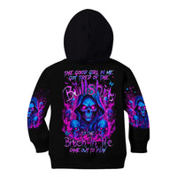 Flame Skull Kid Hoodie The Good Girl In Me Got Tired Of The Bullshit - Wonder Print Shop
