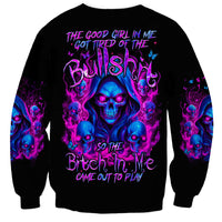 Flame Skull Sweatshirt The Good Girl In Me Got Tired Of The Bullshit - Wonder Print Shop