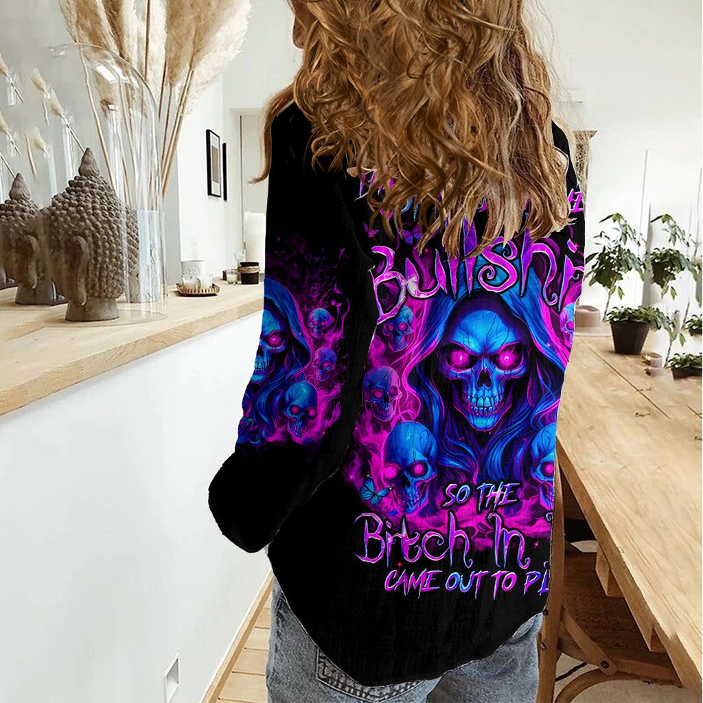 Flame Skull Women Casual Shirt The Good Girl In Me Got Tired Of The Bullshit - Wonder Print Shop
