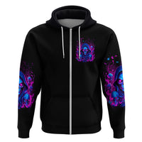 Flame Skull Zip Hoodie The Good Girl In Me Got Tired Of The Bullshit - Wonder Print Shop