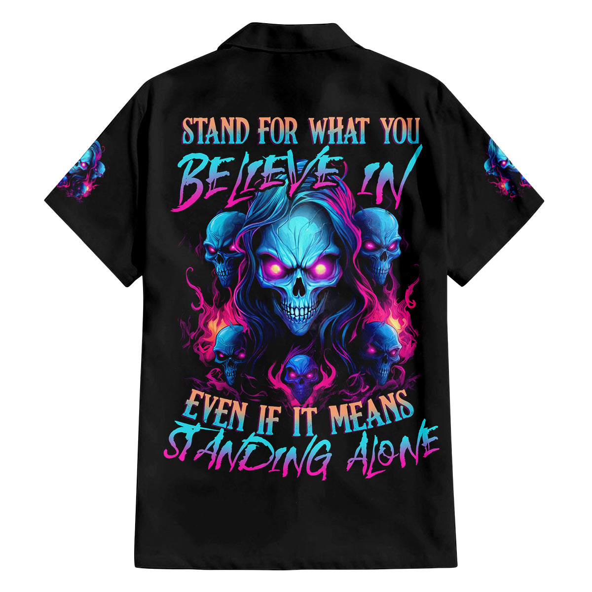 Lady Skull Family Matching Long Sleeve Bodycon Dress and Hawaiian Shirt Stand For What You Believe In Even If It Means Standing Alone - Wonder Print Shop