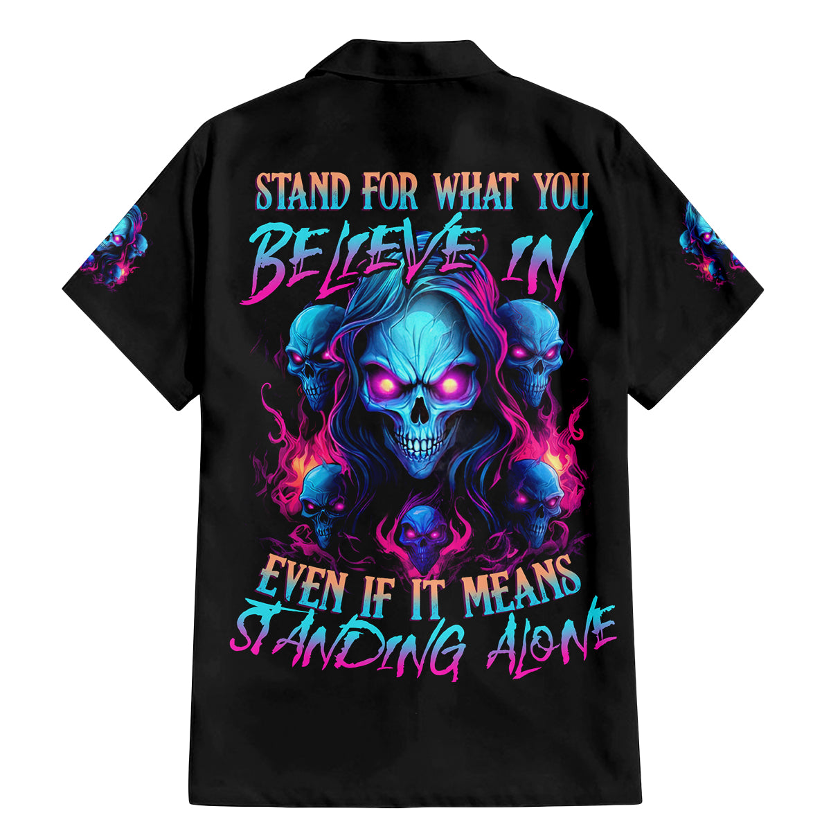 Lady Skull Family Matching Mermaid Dress and Hawaiian Shirt Stand For What You Believe In Even If It Means Standing Alone - Wonder Print Shop