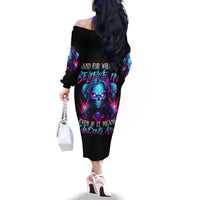 Lady Skull Family Matching Off Shoulder Long Sleeve Dress and Hawaiian Shirt Stand For What You Believe In Even If It Means Standing Alone - Wonder Print Shop