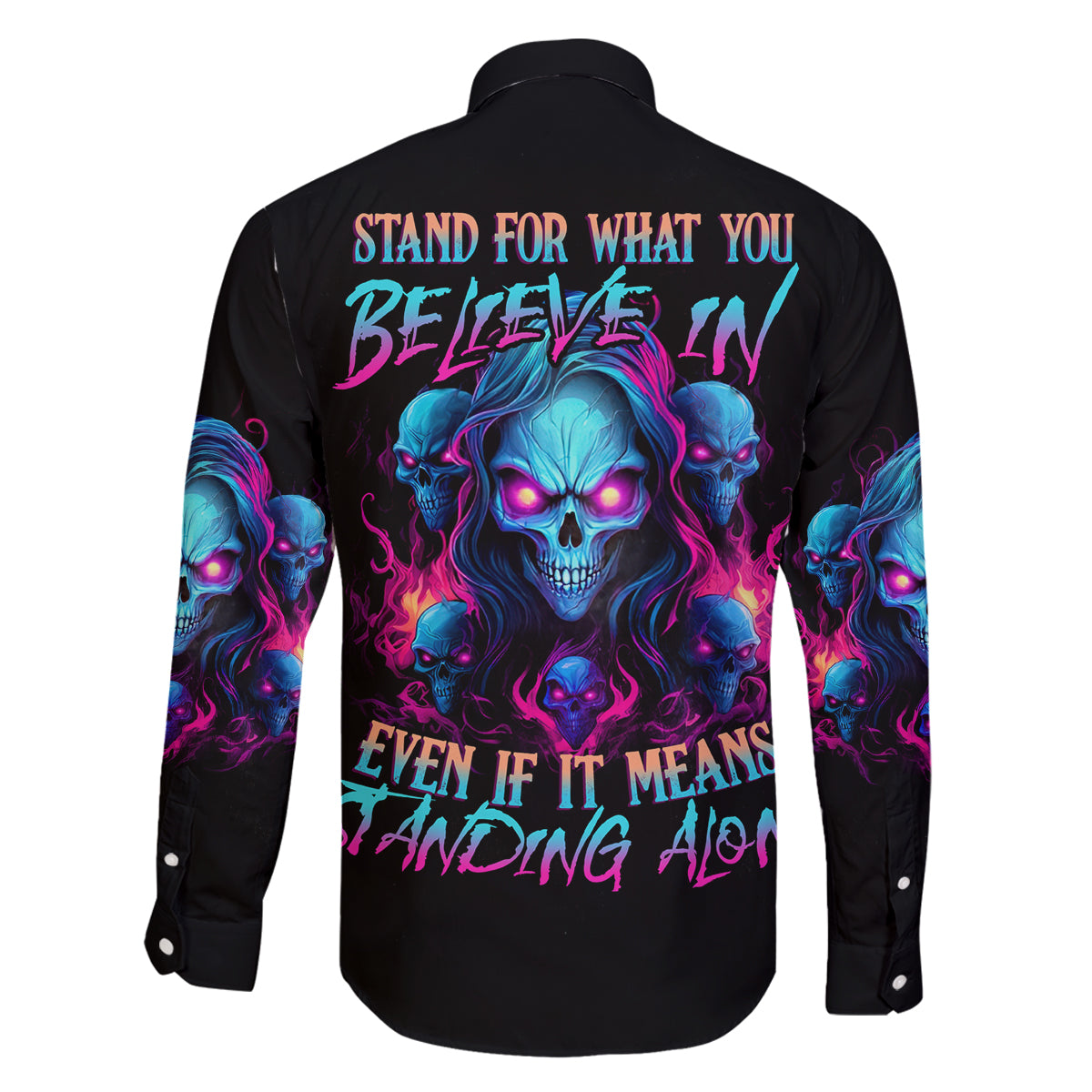 Lady Skull Family Matching Puletasi and Hawaiian Shirt Stand For What You Believe In Even If It Means Standing Alone - Wonder Print Shop