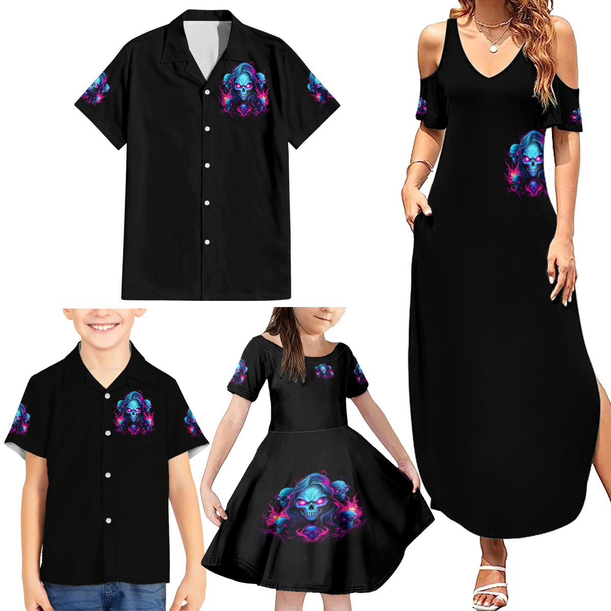 Lady Skull Family Matching Summer Maxi Dress and Hawaiian Shirt Stand For What You Believe In Even If It Means Standing Alone - Wonder Print Shop