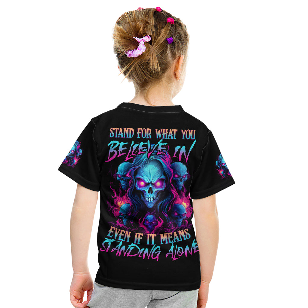 Lady Skull Kid T Shirt Stand For What You Believe In Even If It Means Standing Alone - Wonder Print Shop