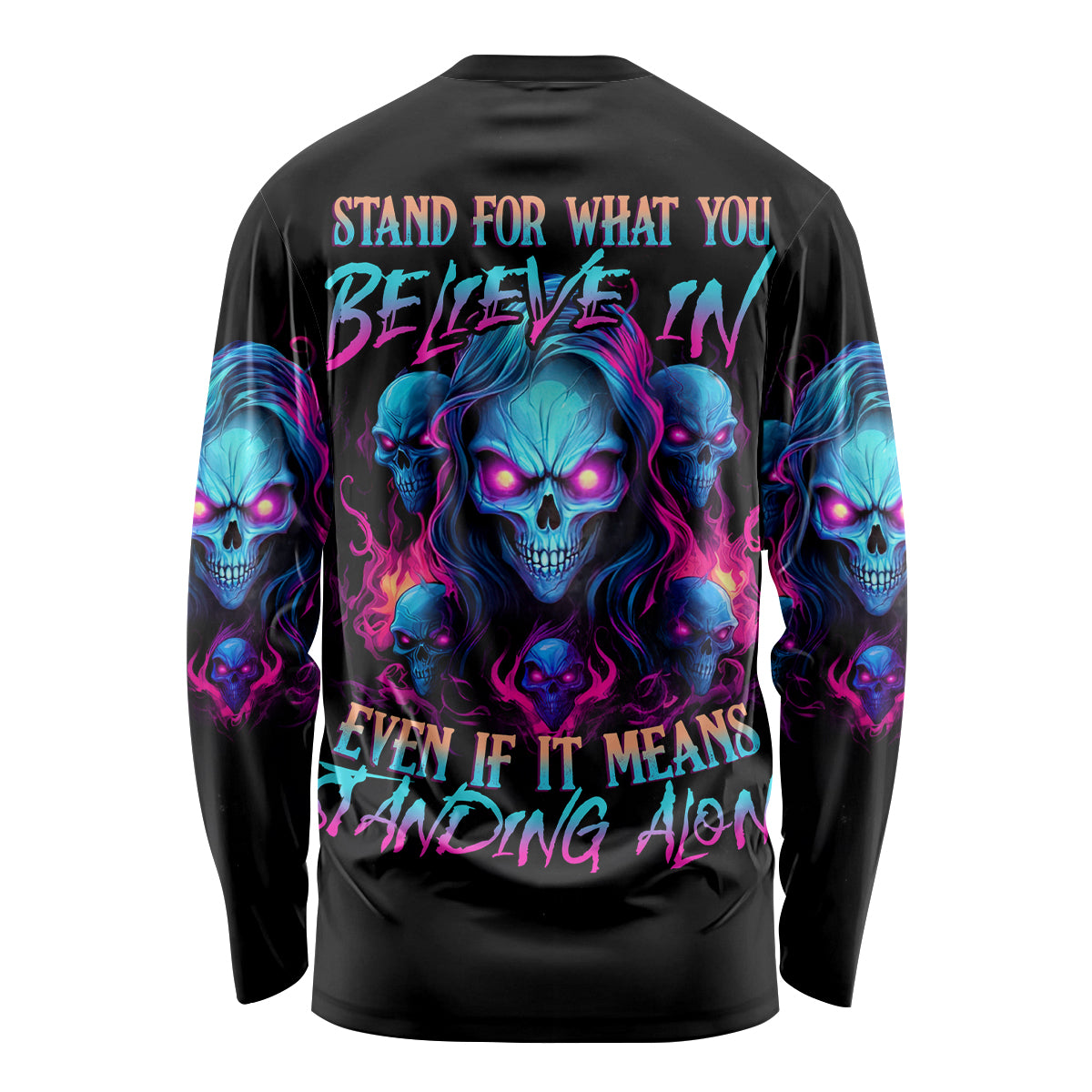 Lady Skull Long Sleeve Shirt Stand For What You Believe In Even If It Means Standing Alone - Wonder Print Shop