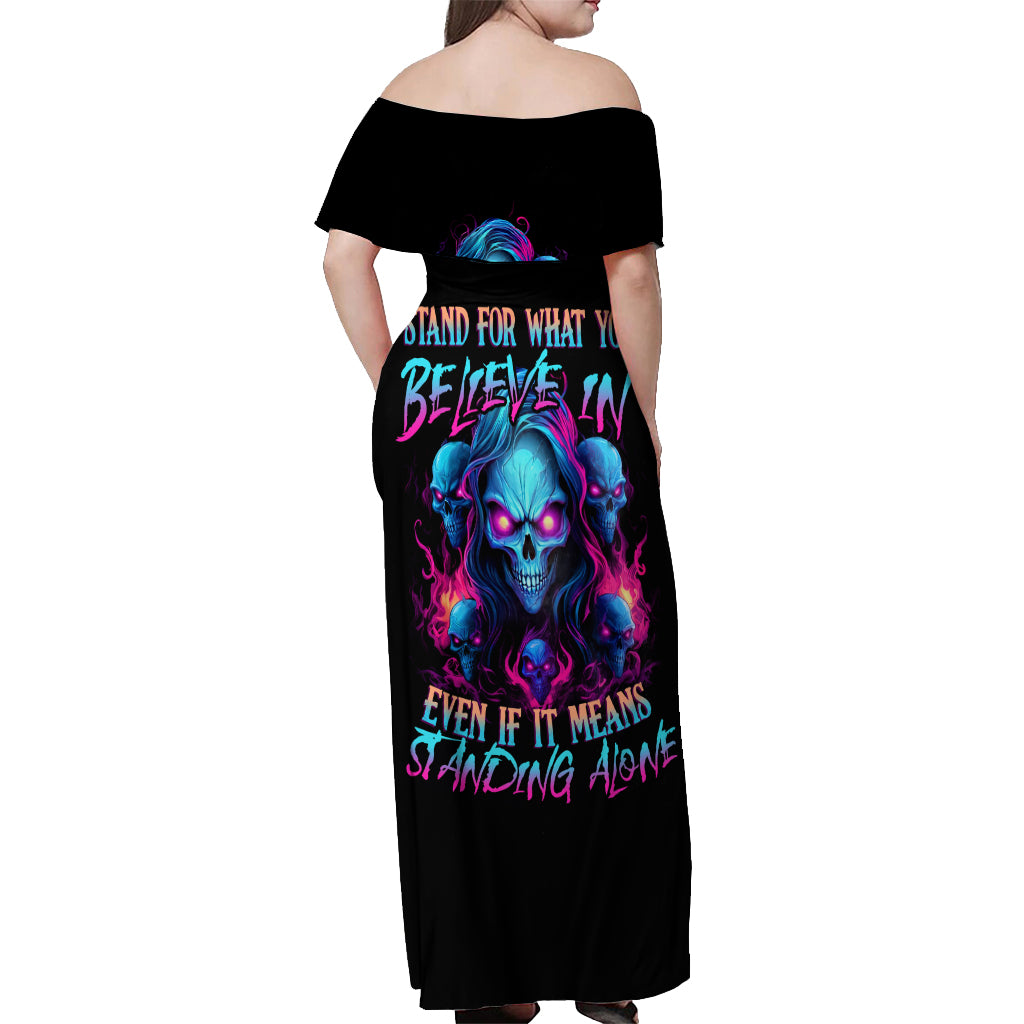 Lady Skull Off Shoulder Maxi Dress Stand For What You Believe In Even If It Means Standing Alone - Wonder Print Shop