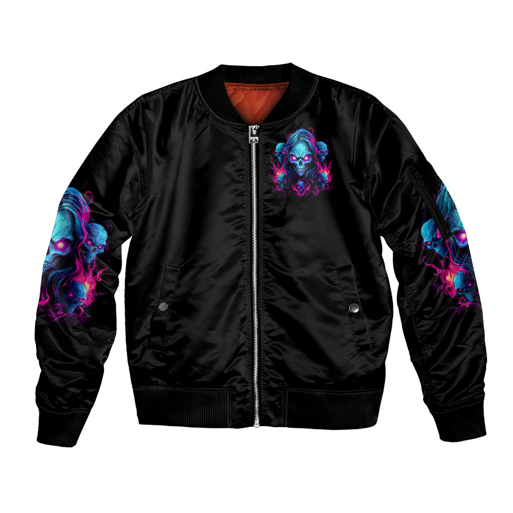 Lady Skull Sleeve Zip Bomber Jacket Stand For What You Believe In Even If It Means Standing Alone - Wonder Print Shop