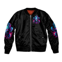 Lady Skull Sleeve Zip Bomber Jacket Stand For What You Believe In Even If It Means Standing Alone - Wonder Print Shop