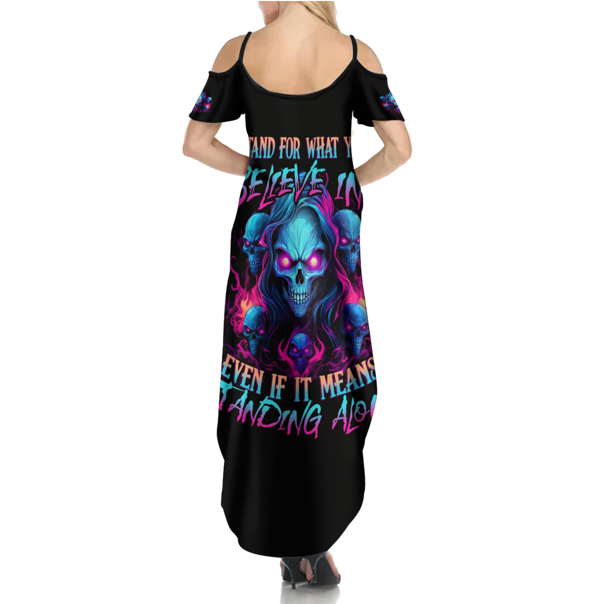 Lady Skull Summer Maxi Dress Stand For What You Believe In Even If It Means Standing Alone - Wonder Print Shop