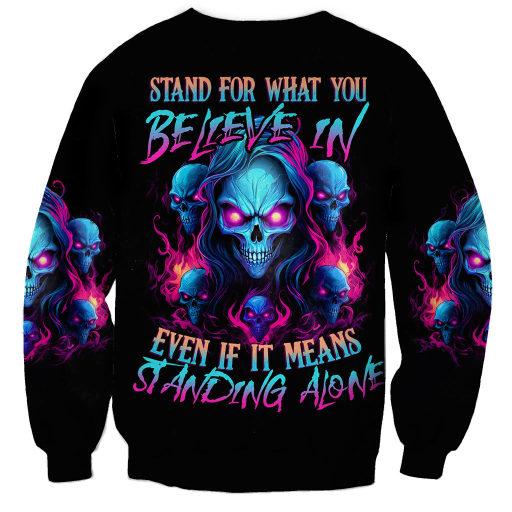 Lady Skull Sweatshirt Stand For What You Believe In Even If It Means Standing Alone - Wonder Print Shop