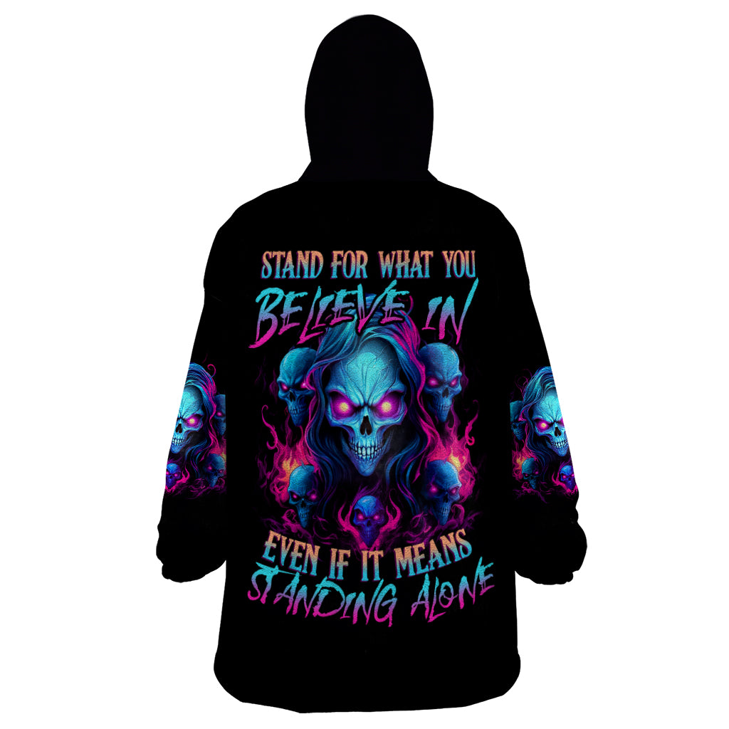 Lady Skull Wearable Blanket Hoodie Stand For What You Believe In Even If It Means Standing Alone - Wonder Print Shop