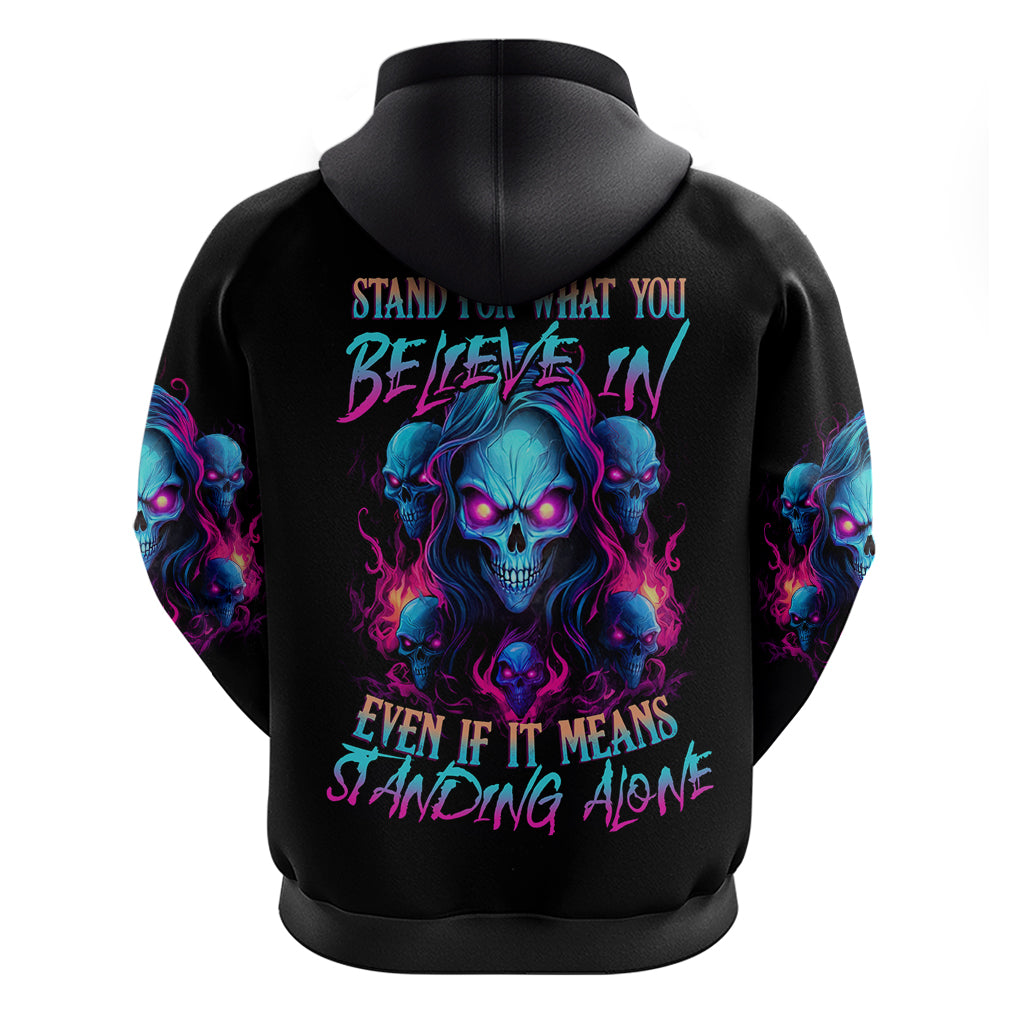 Lady Skull Zip Hoodie Stand For What You Believe In Even If It Means Standing Alone - Wonder Print Shop
