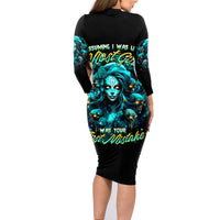 Lady Skull Family Matching Long Sleeve Bodycon Dress and Hawaiian Shirt Assuming I Was Like Most Girls Was Your First Mistake - Wonder Print Shop